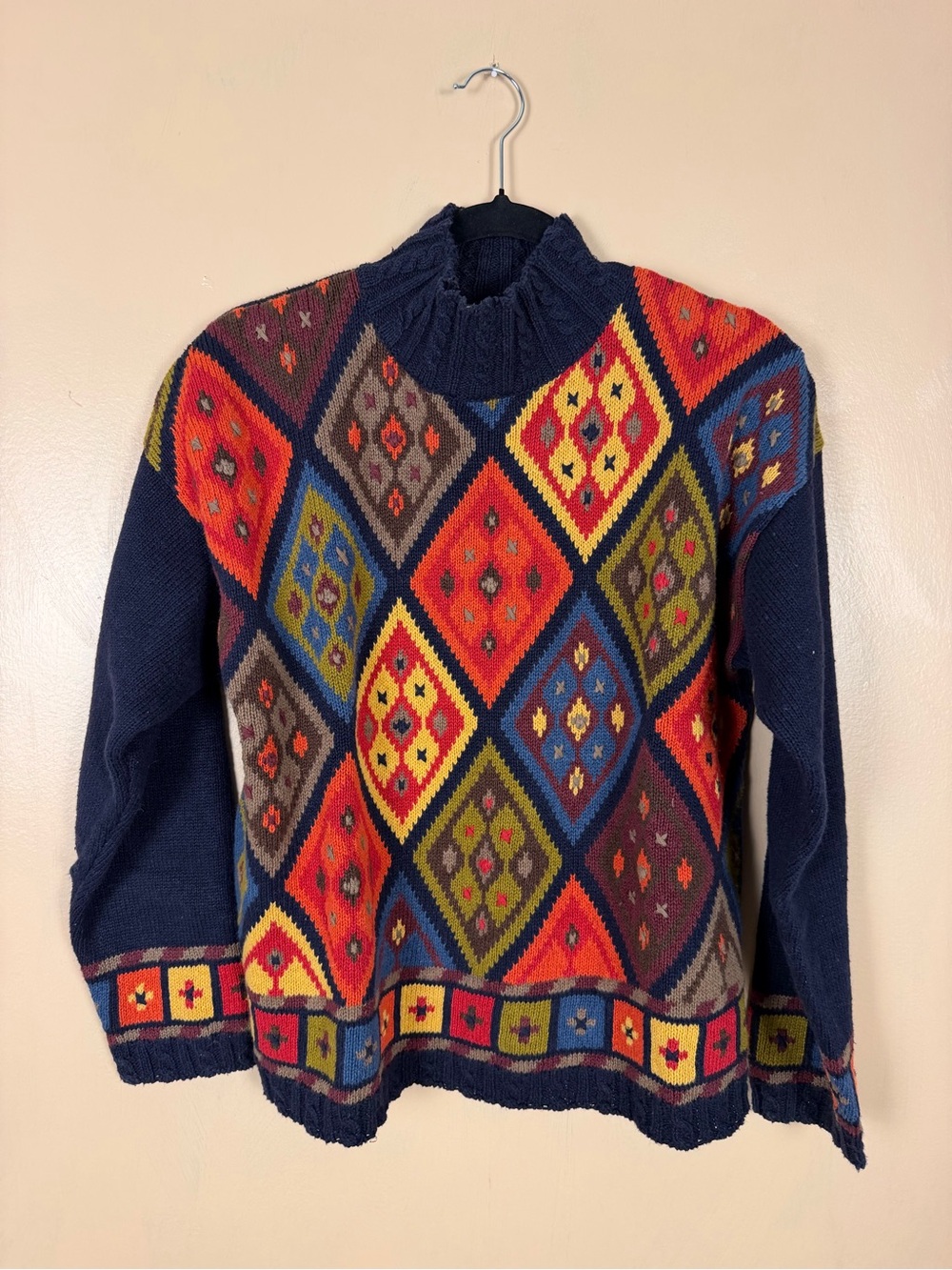 Paul Harris Designs vintage diamond colorful pattern sweater